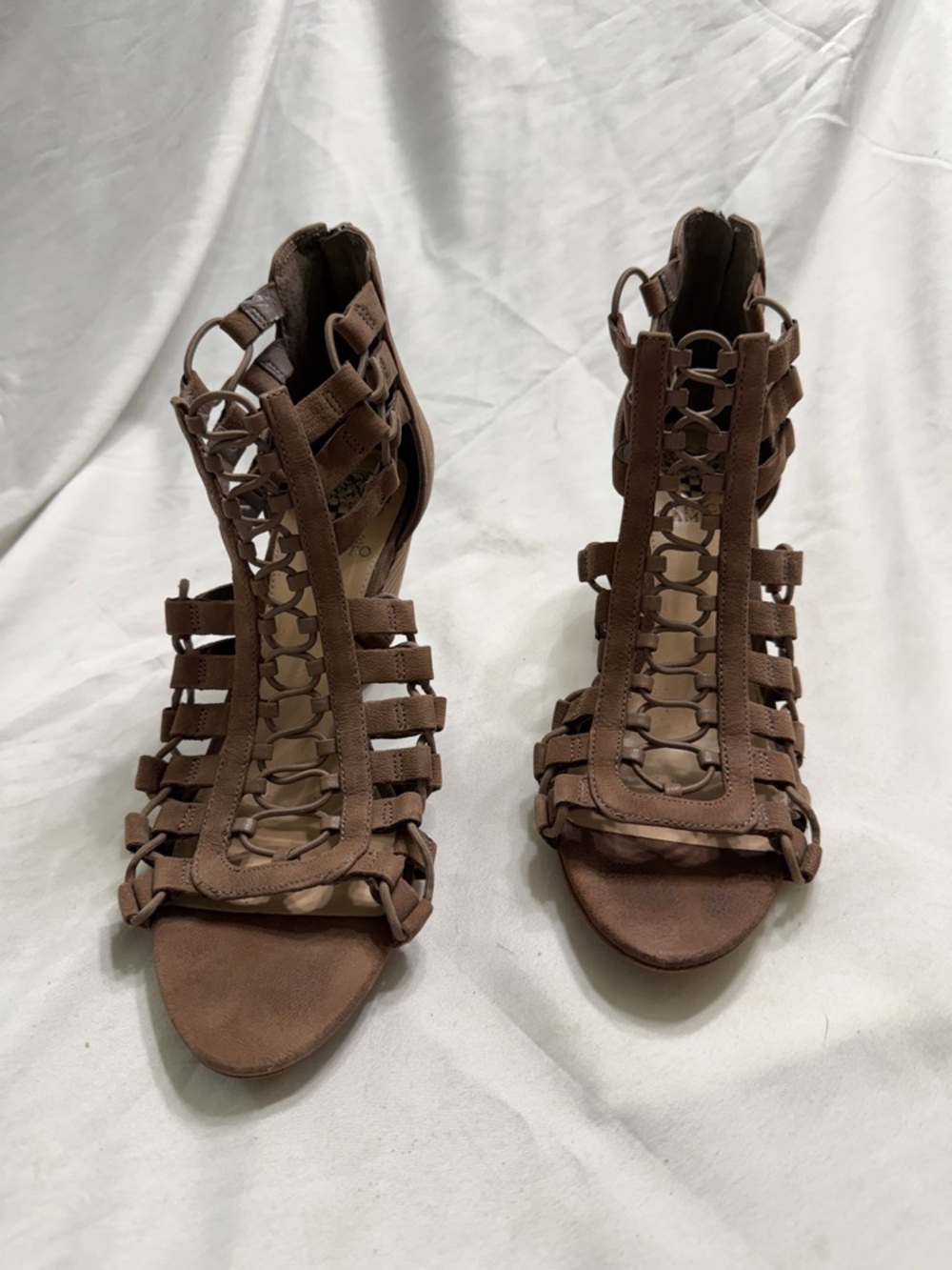 Vince Camuto Gladiator Heels Brown Leather Lace Up Sandals Women’s Size 9